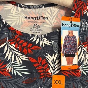 Hang Ten UV Protection 50+ Leaf Print Long Sleeve Top XXL NWT